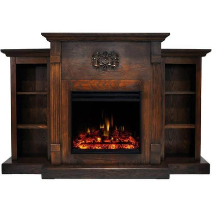 Cambridge Sanoma Electric Fireplace Heater with 72-In. Cherry Mantel, Bookshelves, Enhanced Log Display, Multi-Color Flames, and Remote - CAM7233-1CHRLG3