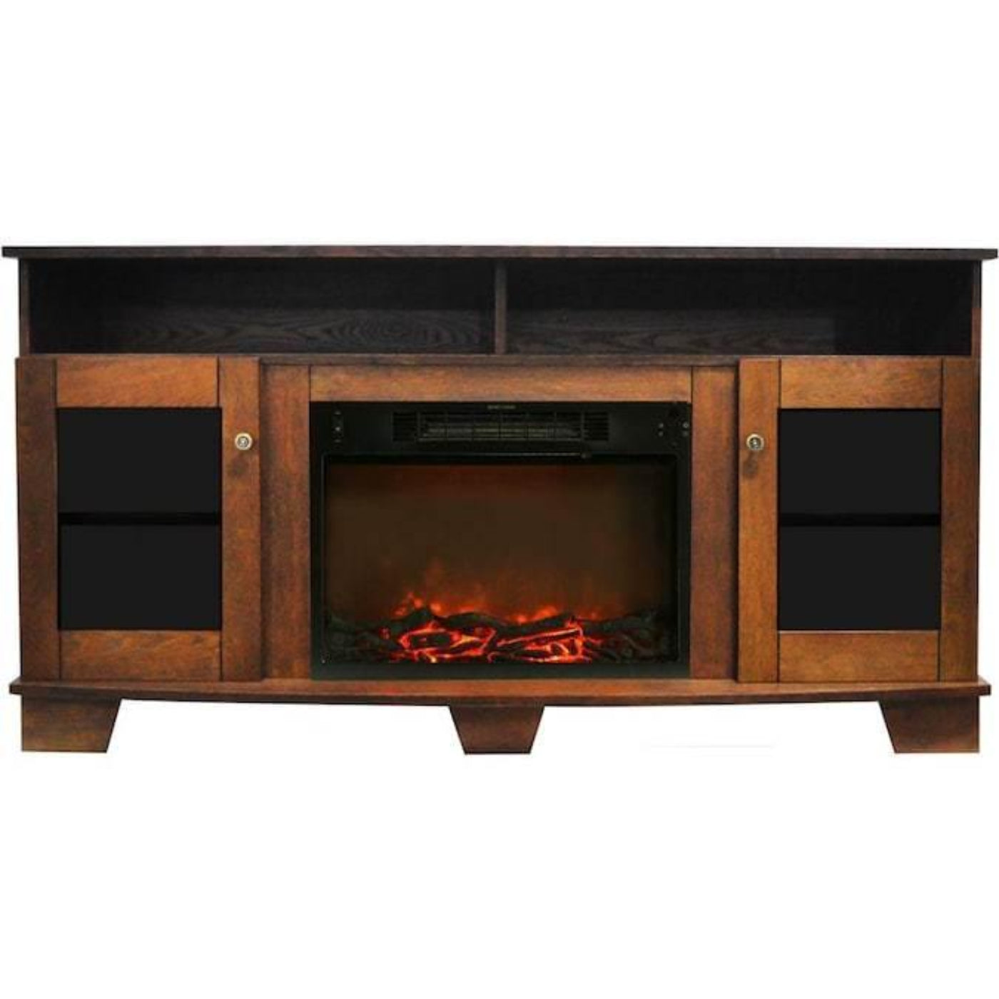 Cambridge Savona 59 In. Electric Fireplace in Mahogany with Entertainment Stand and Charred Log Display, - CAM7233-1CHR
