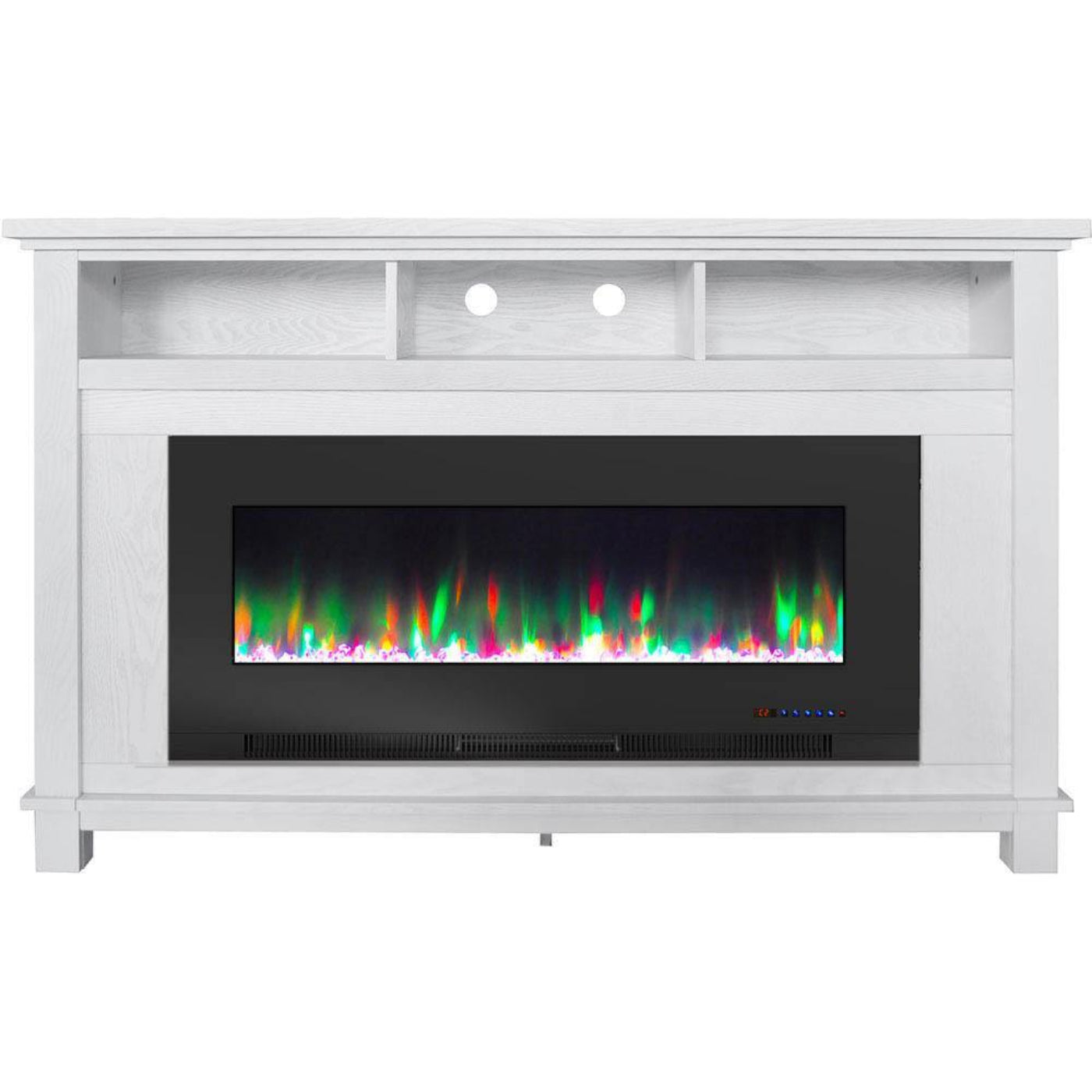 Cambridge San Jose Electric Fireplace TV Stand in Black with Color-Changing LED Fireplace Heater and Crystal Rock Display - CAM5735-1BLK