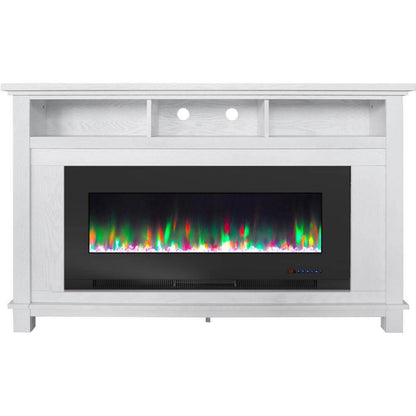 Cambridge San Jose Electric Fireplace TV Stand in Black with Color-Changing LED Fireplace Heater and Crystal Rock Display - CAM5735-1BLK