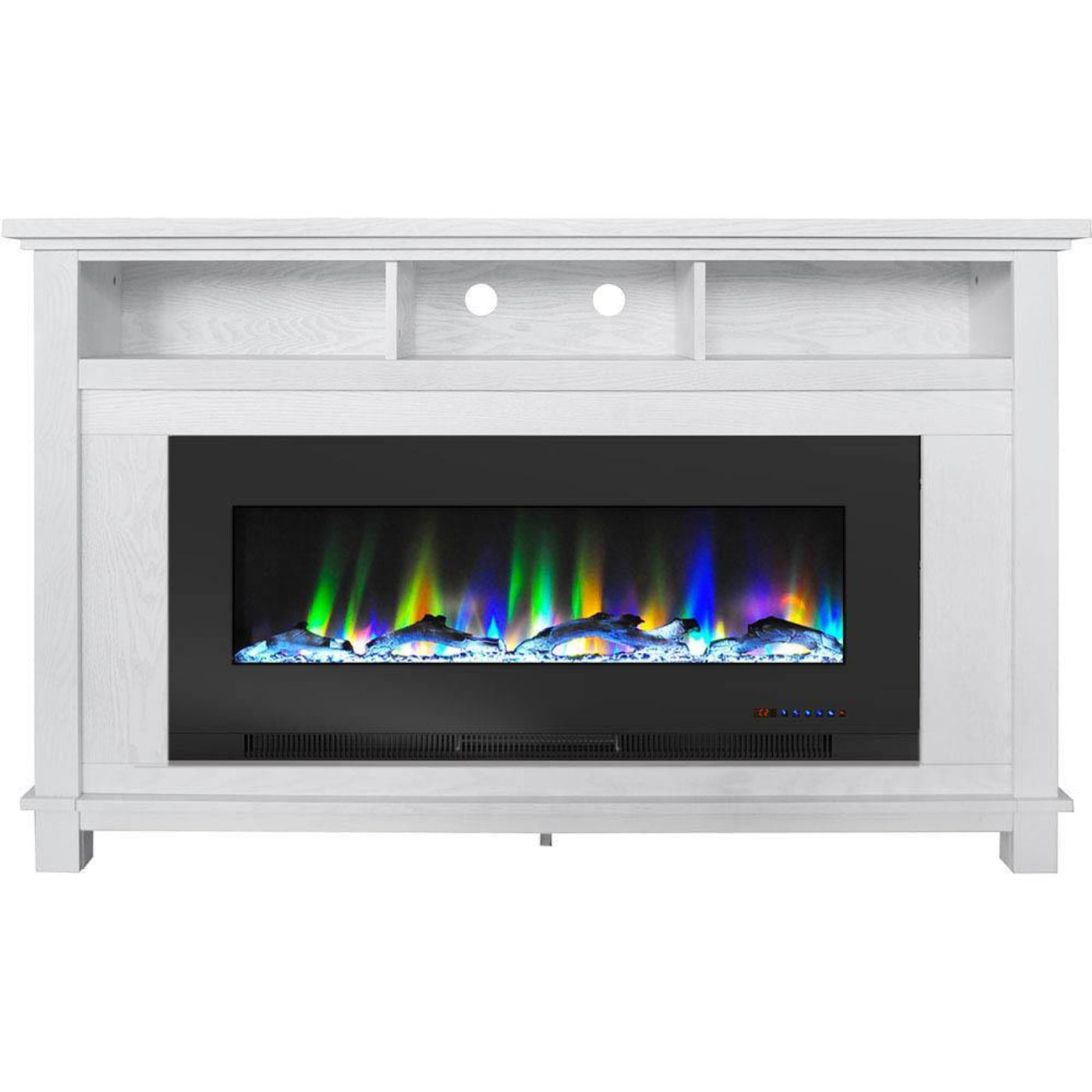 Cambridge San Jose Fireplace Entertainment Stand in Black with 50" Color-Changing Fireplace Insert and Driftwood Log Display, - CAM5735-2BLK