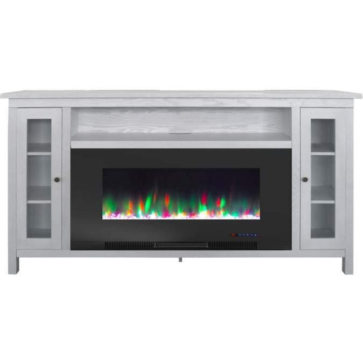 Cambridge Somerset 70-In. Black Electric Fireplace TV Stand with Multi-Color LED Flames, Crystal Rock Display, and Remote Control - CAM6938-1COF