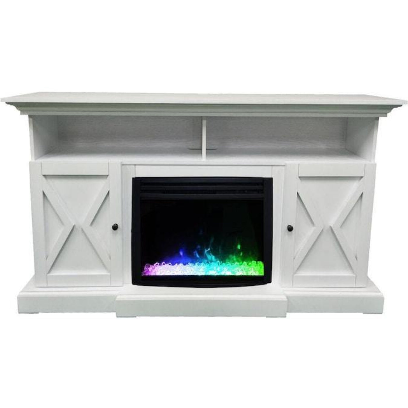 Cambridge 62-in. Summit Farmhouse Style Electric Fireplace Mantel with Deep Crystal Insert, Mahogany - CAM6215-1SNDCRS
