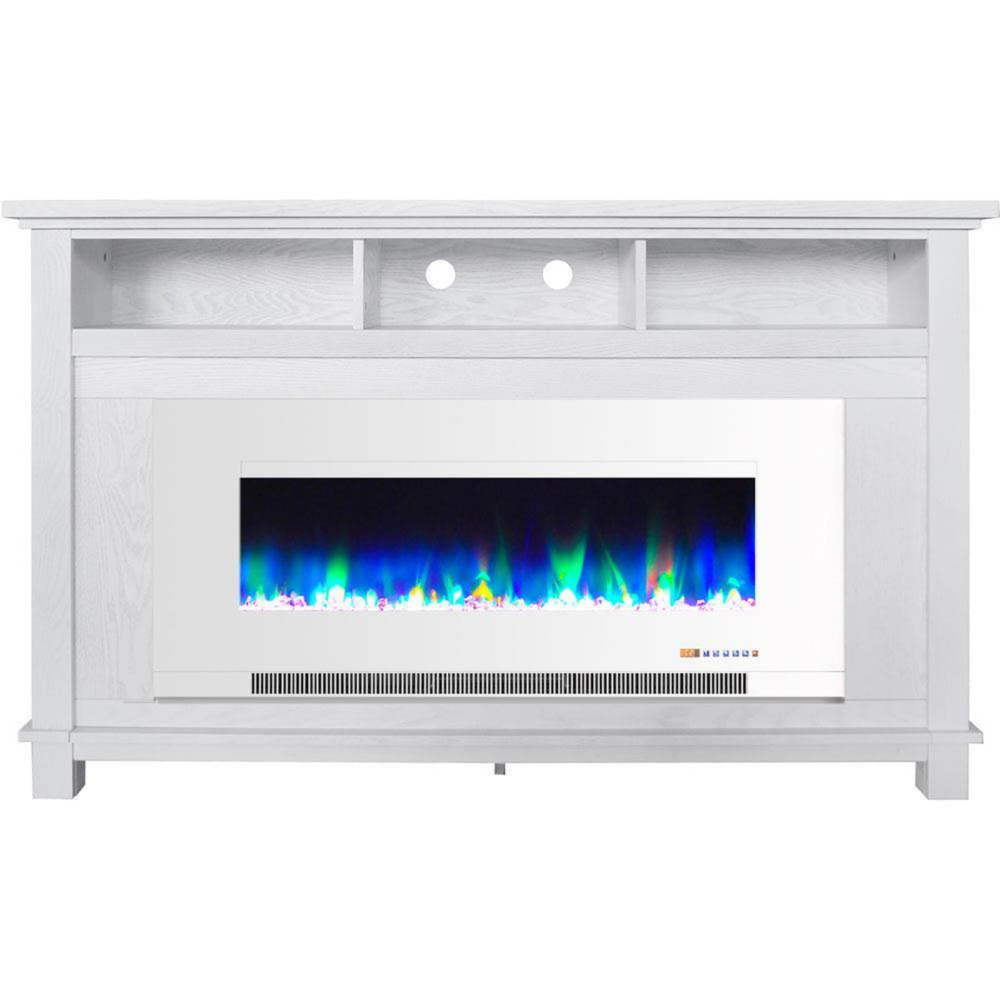 Cambridge San Jose Electric Fireplace TV Stand in Black with Color-Changing LED Fireplace Heater and Crystal Rock Display - CAM5735-1BLK