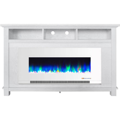 Cambridge San Jose Electric Fireplace TV Stand in Black with Color-Changing LED Fireplace Heater and Crystal Rock Display - CAM5735-1BLK