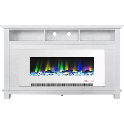 Cambridge San Jose Fireplace Entertainment Stand in Black with 50" Color-Changing Fireplace Insert and Driftwood Log Display, - CAM5735-2BLK