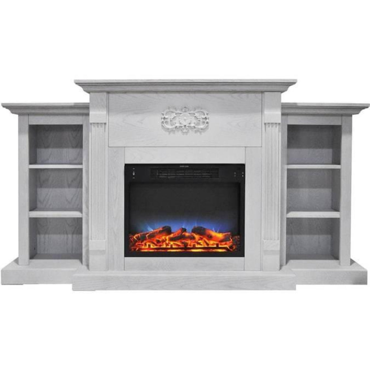 Cambridge Sanoma 72 In. Electric Fireplace in Cherry with Bookshelves and a Multi-Color LED Flame Display - CAM7233-1CHRLED