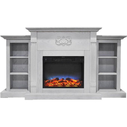 Cambridge Sanoma 72 In. Electric Fireplace in Cherry with Bookshelves and Enhanced Log Display - CAM7233-1CHRLG2