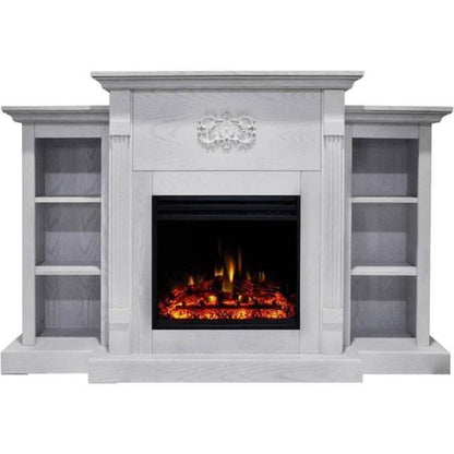 Cambridge Sanoma Electric Fireplace Heater with 72-In. Cherry Mantel, Bookshelves, Enhanced Log Display, Multi-Color Flames, and Remote - CAM7233-1CHRLG3