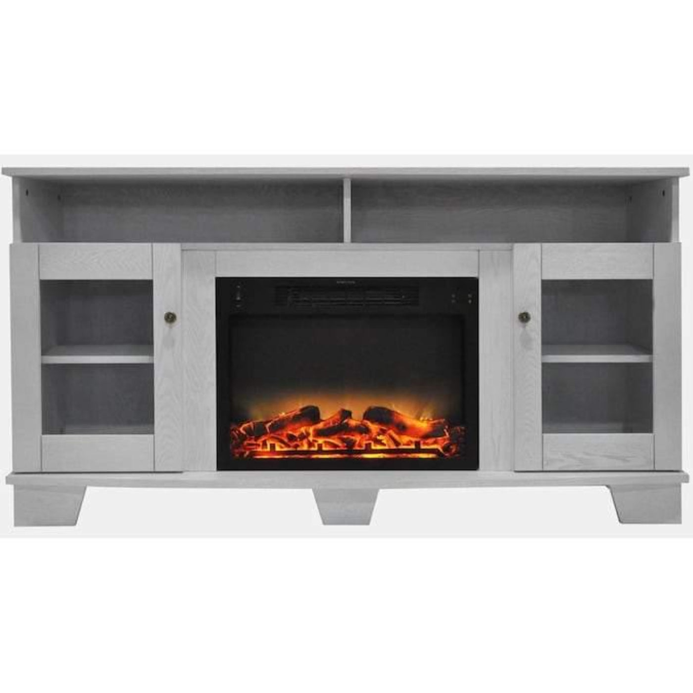 Cambridge Savona 59 In. Electric Fireplace in Cherry with Entertainment Stand and Enhanced Log Display - CAM6022-1CHRLG2