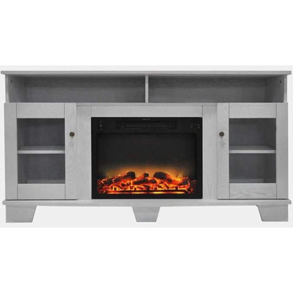 Cambridge Savona 59 In. Electric Fireplace in Cherry with Entertainment Stand and Enhanced Log Display - CAM6022-1CHRLG2