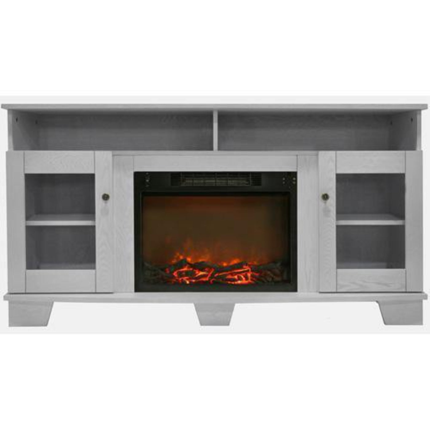 Cambridge Savona 59 In. Electric Fireplace in Cherry with Entertainment Stand and Multi-Color LED Flame Display, - CAM6022-1CHRLED