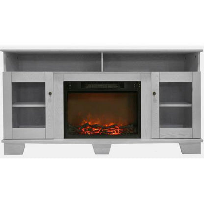 Cambridge Savona 59 In. Electric Fireplace in Cherry with Entertainment Stand and Multi-Color LED Flame Display, - CAM6022-1CHRLED