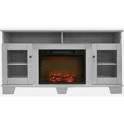 Cambridge Savona 59 In. Electric Fireplace in Mahogany with Entertainment Stand and Charred Log Display, - CAM7233-1CHR