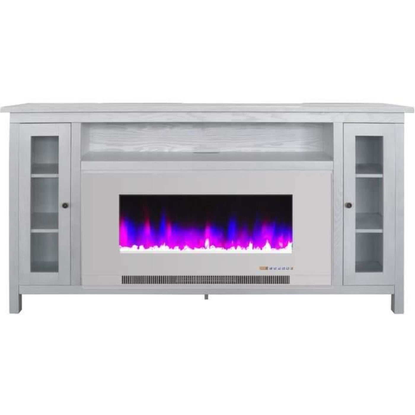 Cambridge Somerset 70-In. Black Electric Fireplace TV Stand with Multi-Color LED Flames, Crystal Rock Display, and Remote Control - CAM6938-1COF