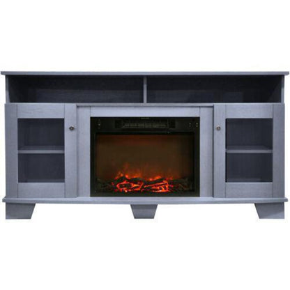Cambridge Savona 59 In. Electric Fireplace in Cherry with Entertainment Stand and Charred Log Display, - CAM6022-1CHR