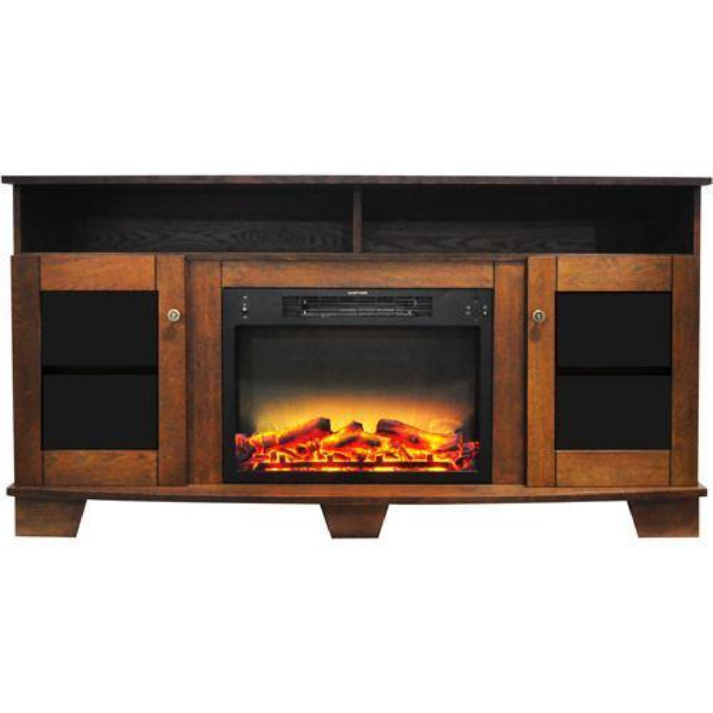 Cambridge Savona 59 In. Electric Fireplace in Cherry with Entertainment Stand and Charred Log Display, - CAM6022-1CHR
