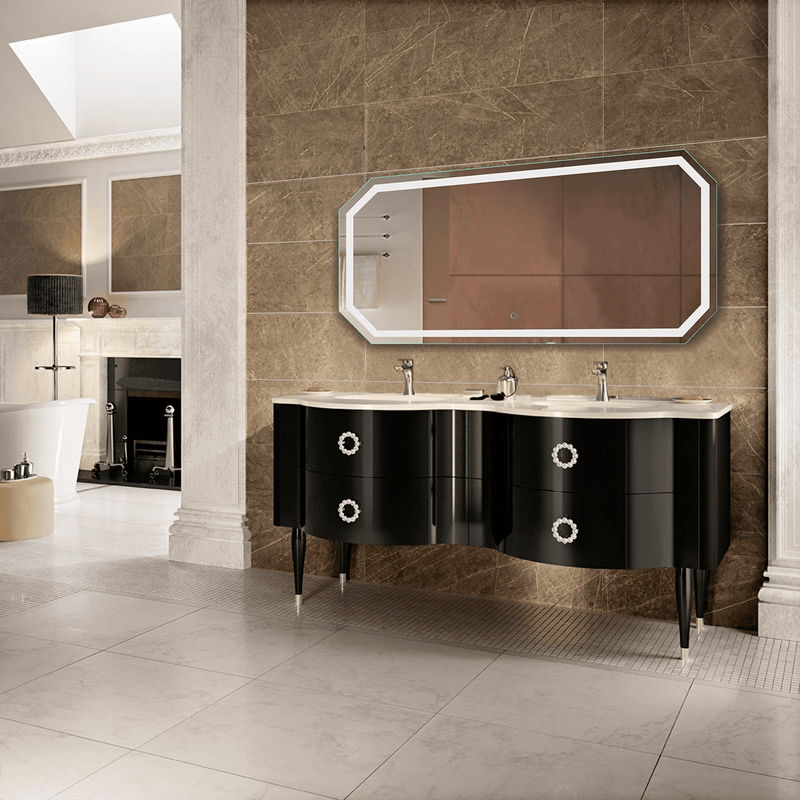 Krugg Tudor 60" X 30" LED Bathroom Mirror with Dimmer & Defogger Large Octagon Lighted Vanity Mirror TUDOR6030 - Backyard Provider