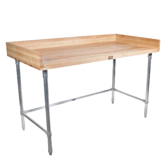 John Boos DNB07 Baker's Top Work Table with Maple Top and 4" Coved Riser - JBDNB07