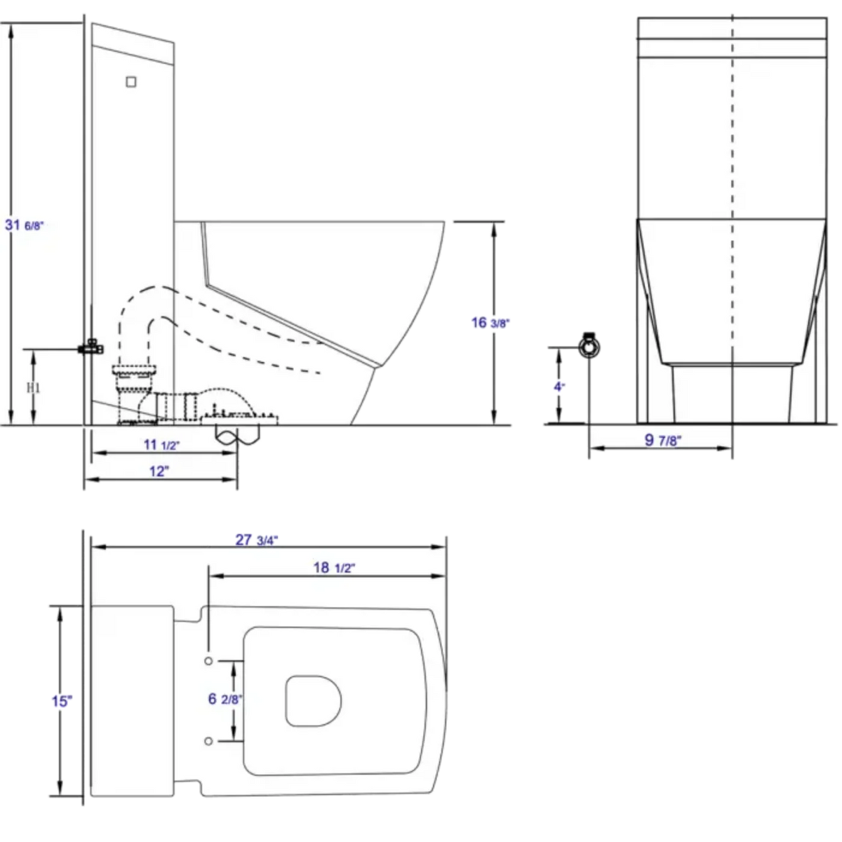 GREE EAGO One Piece High Efficiency Low Flush Eco-Friendly Ceramic Toilet - TB336