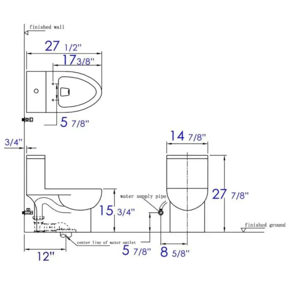 EAGO Dual Flush One Piece Eco-Friendly High Efficiency Low Flush Ceramic Toilet - TB359