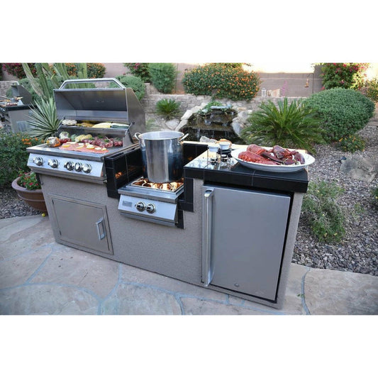 KoKoMo Power Burner 4 Burner 32 inch Built-In Barbeque Grill Island Kitchen Package - KO-PWRBRN-4BG-FRGE