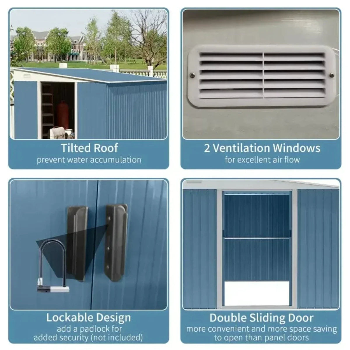 Outsunny 11.5' x 9' x 6.5' Steel Garden Storage Shed - 845-529