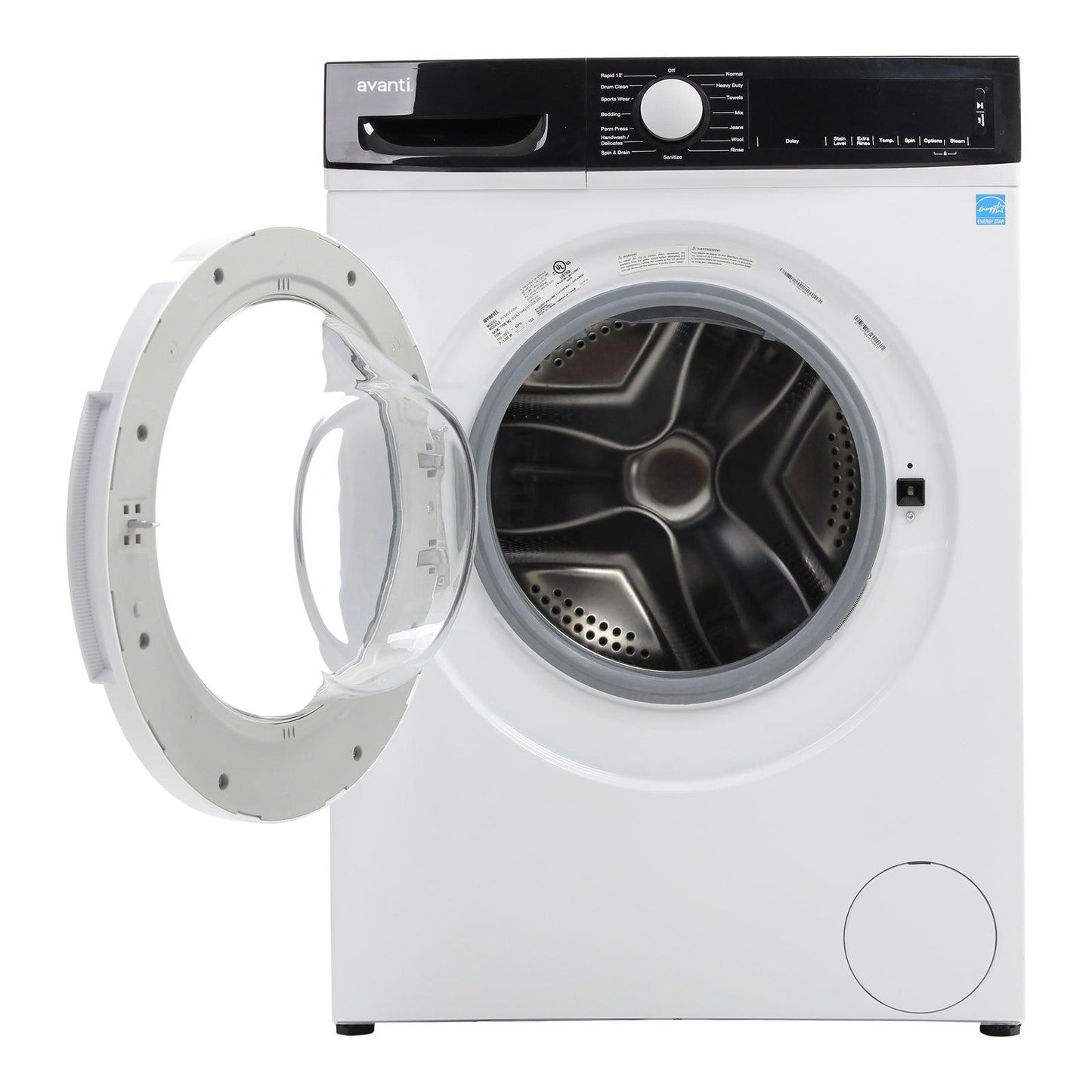 Avanti 24 Inch Front Load Washer with 2.2 cu. ft. Capacity, 15 Wash Cycles, 5 Water Temperature Settings, Energy Star Certified in White - FLW22V0W