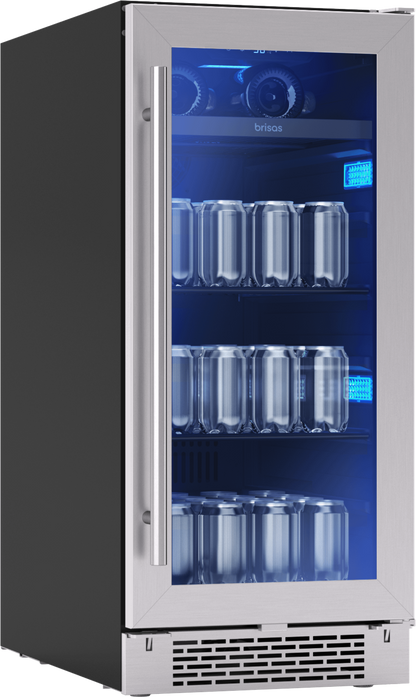 ZEPHYR Brisas Bev Cooler, 15in UC, SS+Gls, Rvs, 1Z in Stainless Steel - BBV15C01AG