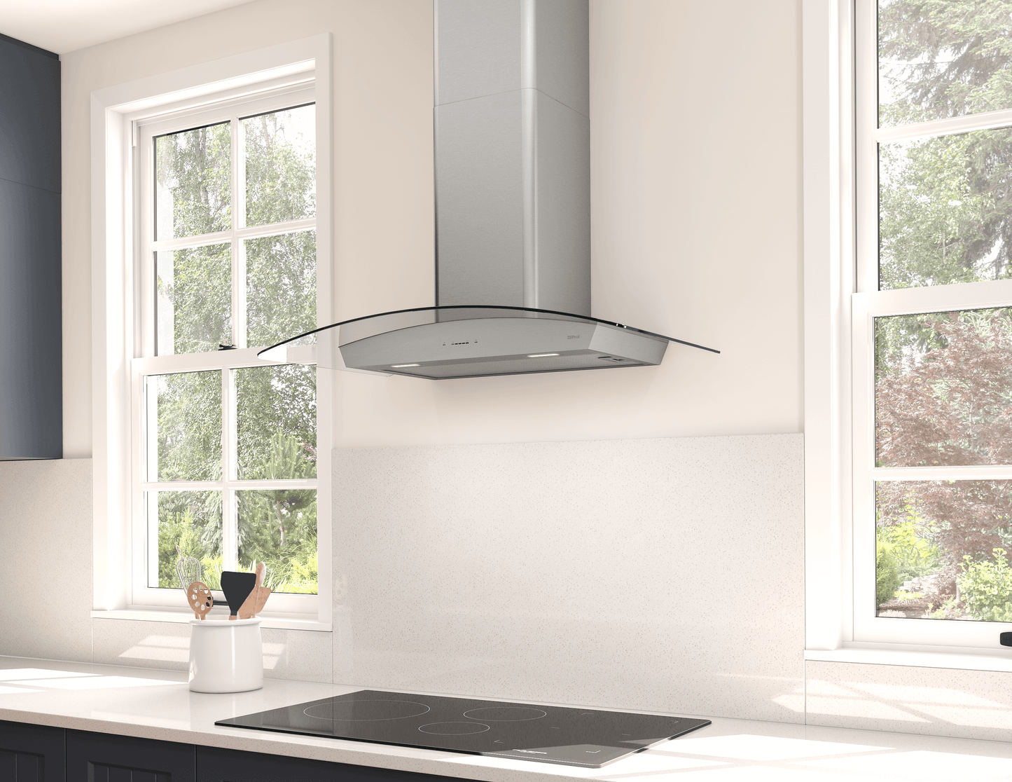 ZEPHYR Ravenna Wall, 30in, SS+Clear Glass, LED in Stainless Steel - ZRVE30CGC