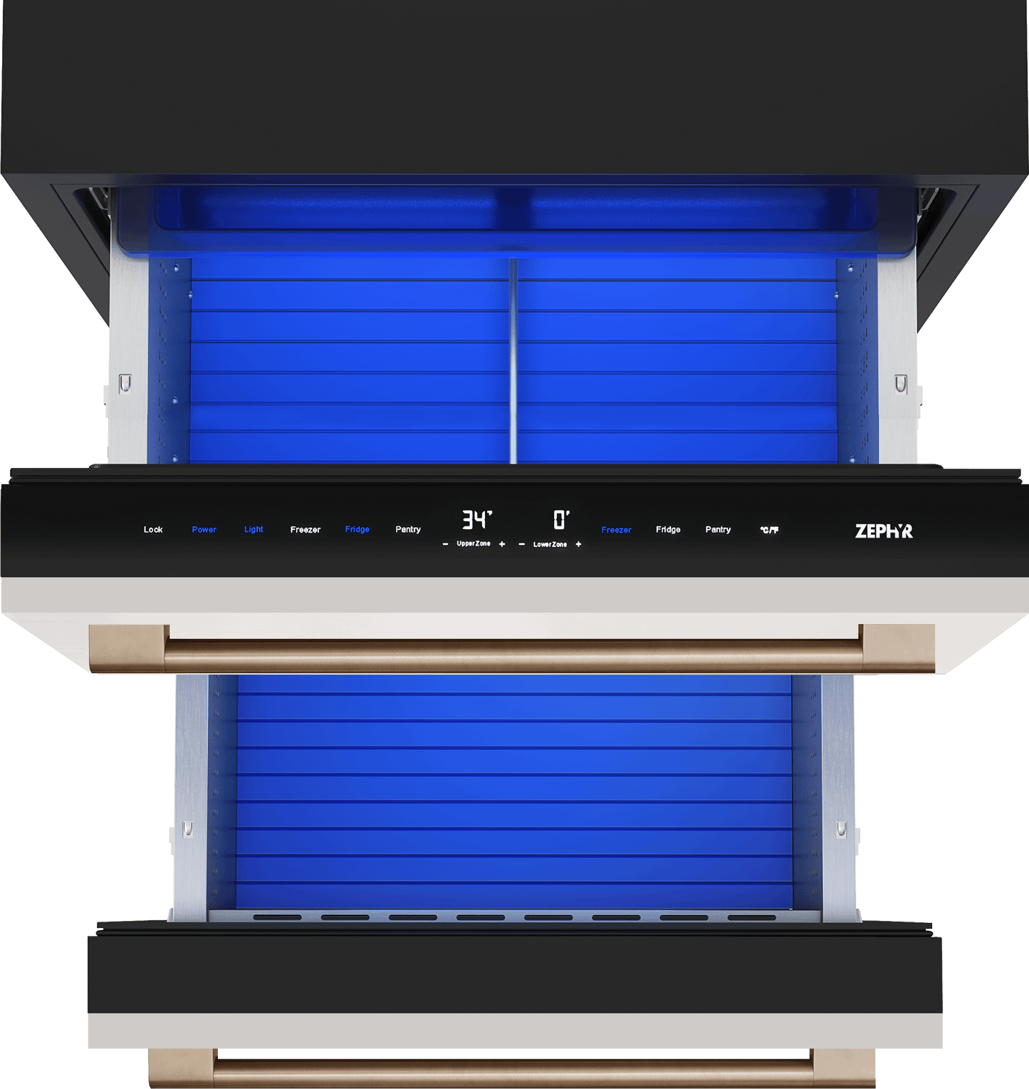 ZEPHYR Presrv Refrigerator Freezer Drawers, 24in, Panel Ready Custom Panel Ready - PRRFD24C2AP