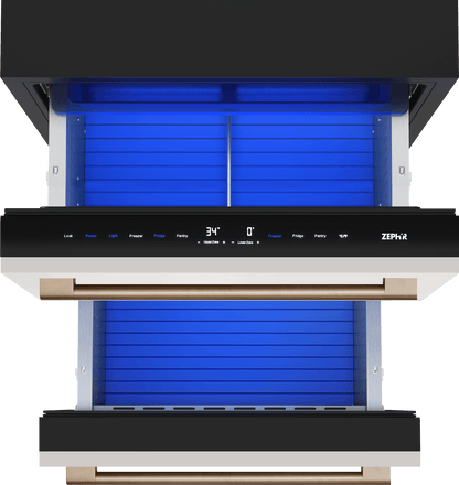 ZEPHYR Presrv Refrigerator Freezer Drawers, 24in, Panel Ready Custom Panel Ready - PRRFD24C2AP