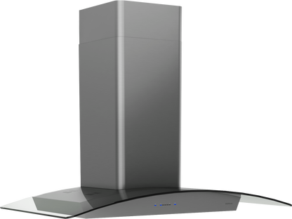 ZEPHYR Ravenna Wall, 90cm, Black SS+Gray Glass, LED Black in Stainless Steel - ZRVM90CBSGG