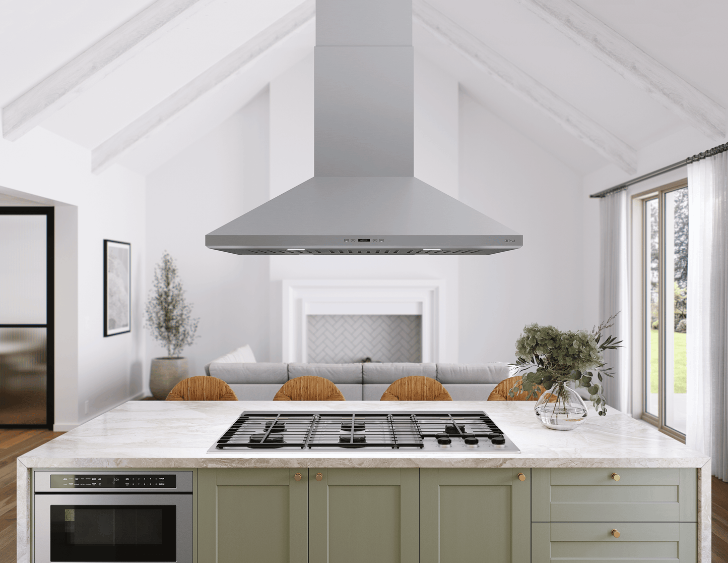 ZEPHYR Siena Pro, Island, 48", SS, LED, ACT in Stainless Steel - ZSLE48DS