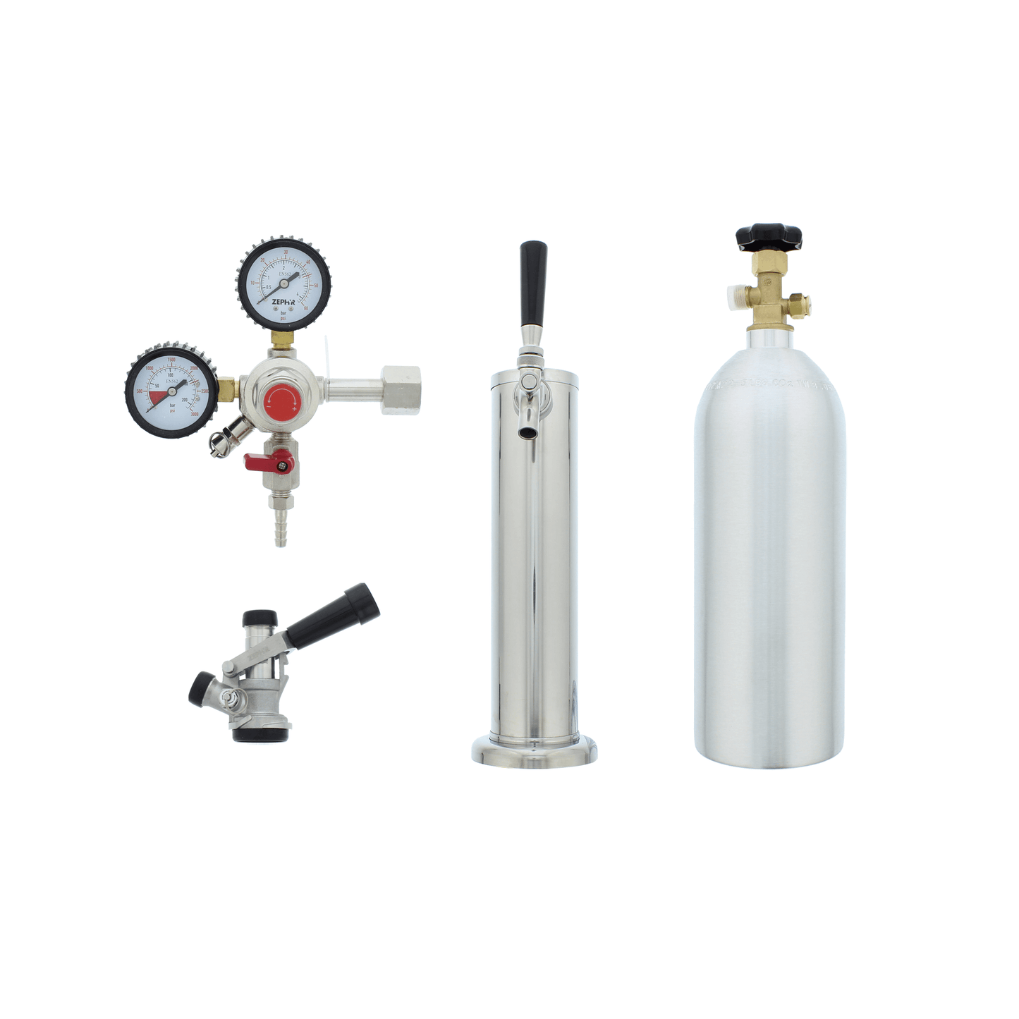 ZEPHYR Presrv Kegerator Single Tap Kit, SS, CO2 in Stainless Steel - PRKFK01SSC