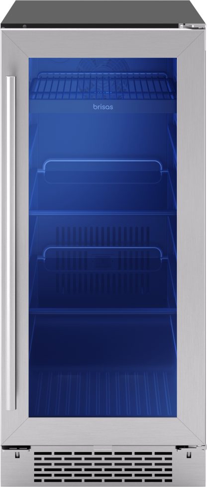 ZEPHYR Brisas Bev Cooler, 15in UC, SS+Gls, Rvs, 1Z in Stainless Steel - BBV15C01AG