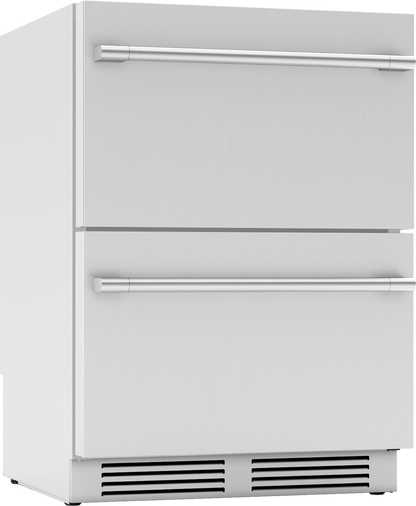 ZEPHYR Presrv Refrigerator Drawers, 24in Compact, Outdoor, SS, 2 Zone in Stainless Steel - PRRD24C2ASOD