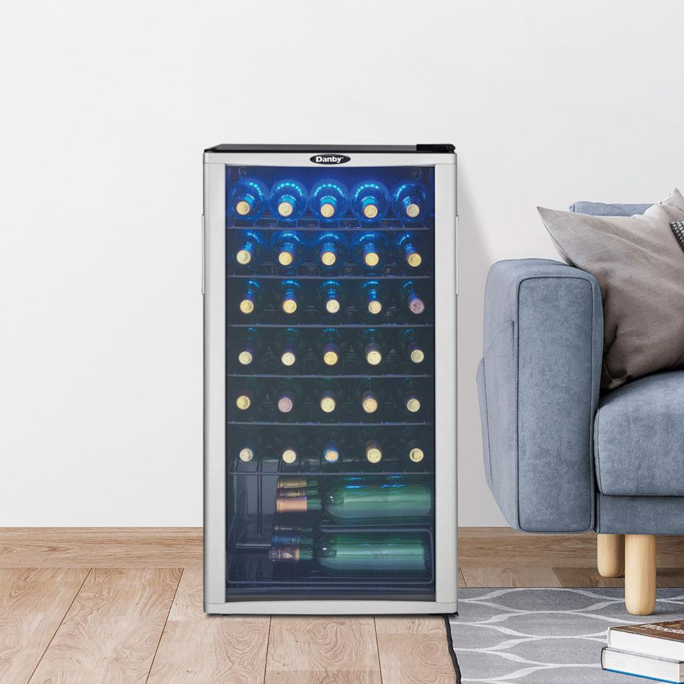 DANBY Danby 36 Bottle Free-Standing Wine Cooler in Platinum in Stainless Steel Look - DWC350BLP