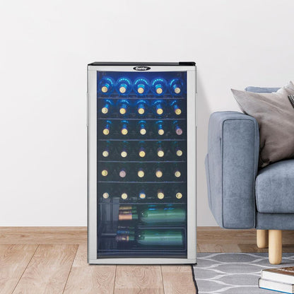 DANBY Danby 36 Bottle Free-Standing Wine Cooler in Platinum in Stainless Steel Look - DWC350BLP