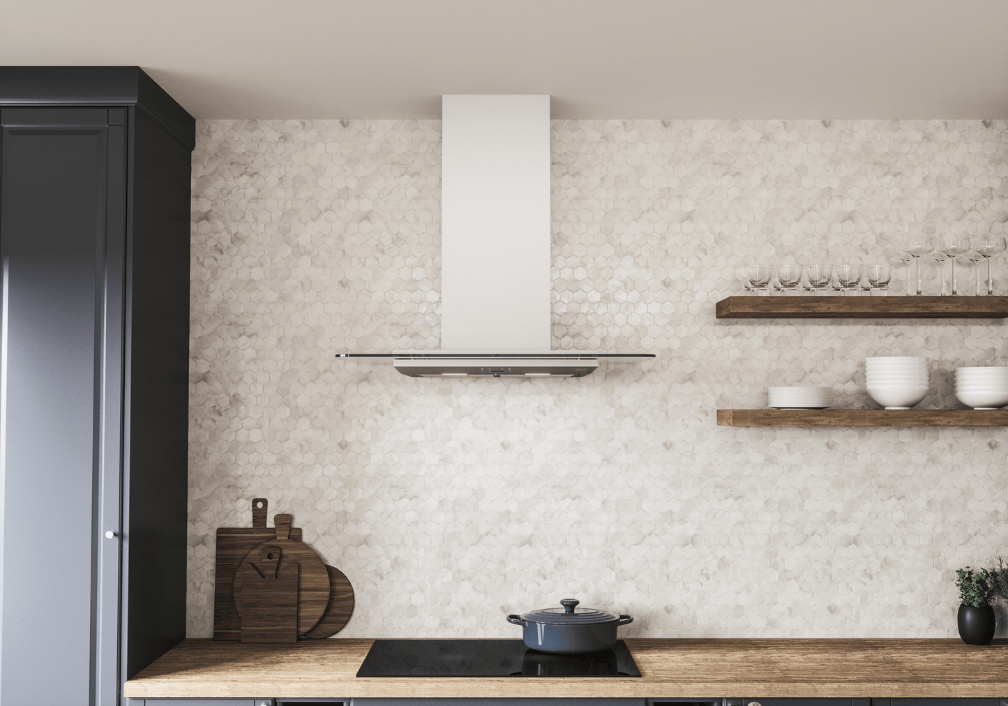 ZEPHYR Verona, Wall, 90cm, SS+Glass, LED, ACT in Stainless Steel - ZVOM90BG