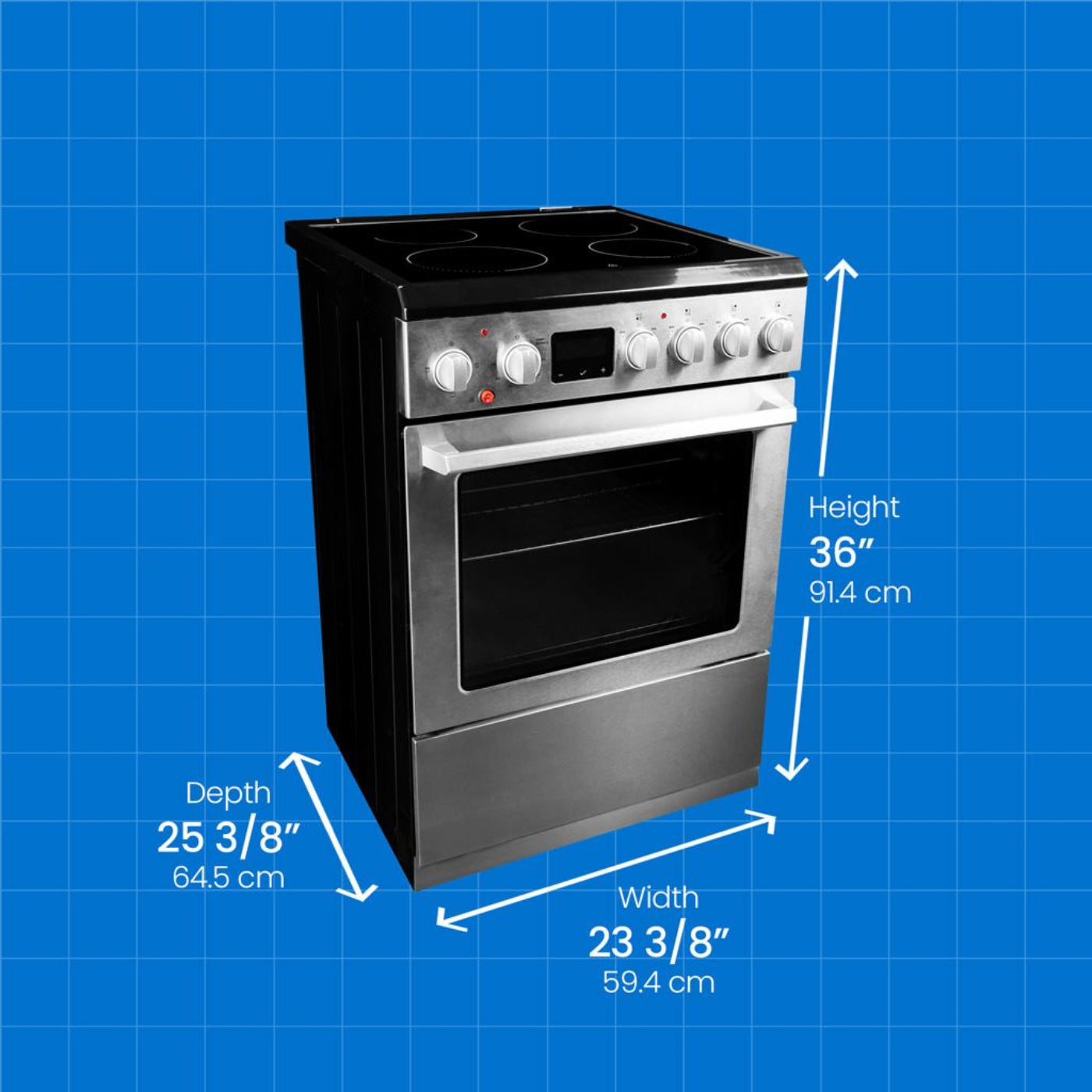 DANBY Danby 24-in TruAirFry Smooth top Slide-in Electric Range in Stainless Steel - DRCA240BSS