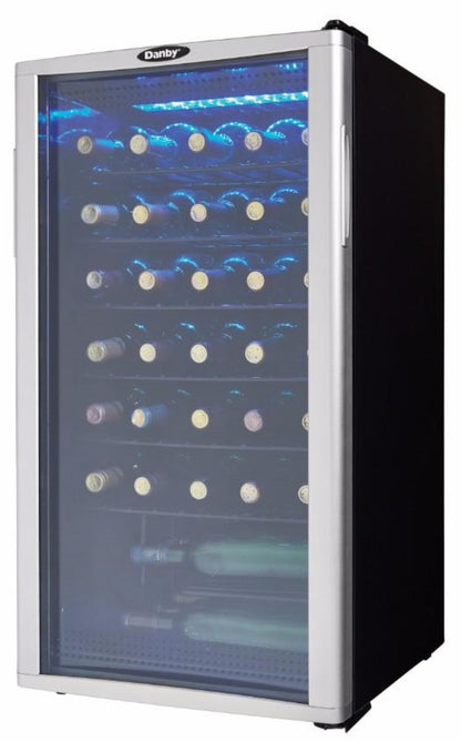 DANBY Danby 36 Bottle Free-Standing Wine Cooler in Platinum in Stainless Steel Look - DWC350BLP