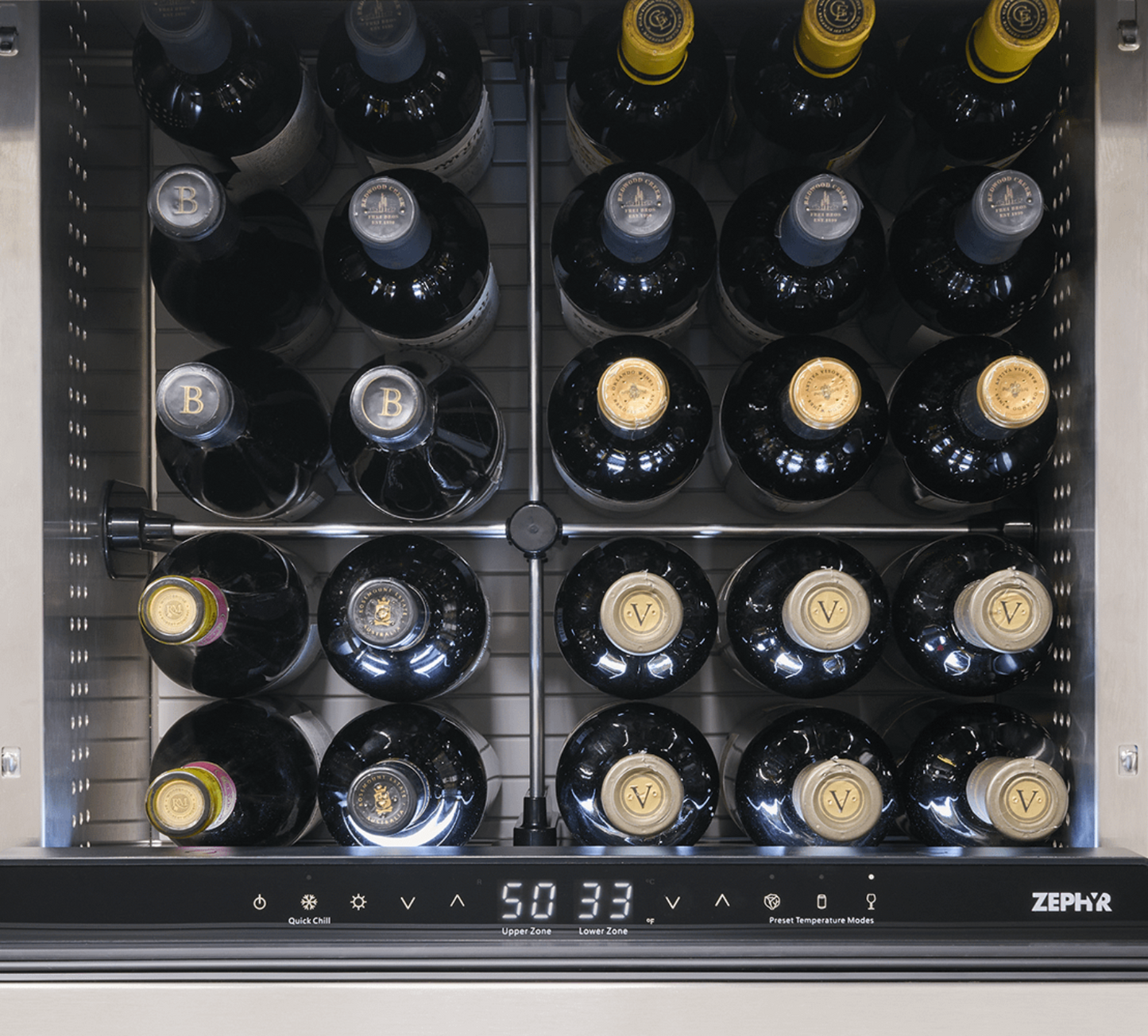 ZEPHYR Presrv Refrigerator Drawers, 24in Compact, Outdoor, SS, 2 Zone in Stainless Steel - PRRD24C2ASOD
