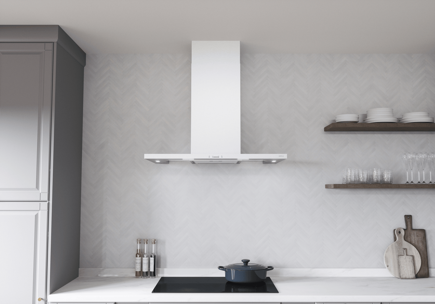 ZEPHYR Modena, Wall, 90cm, SS+Glass, LED, ACT in Stainless Steel - ZMOM90BS