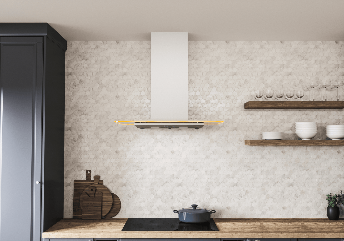 ZEPHYR Verona, Wall, 90cm, SS+Glass, LED, ACT in Stainless Steel - ZVOM90BG