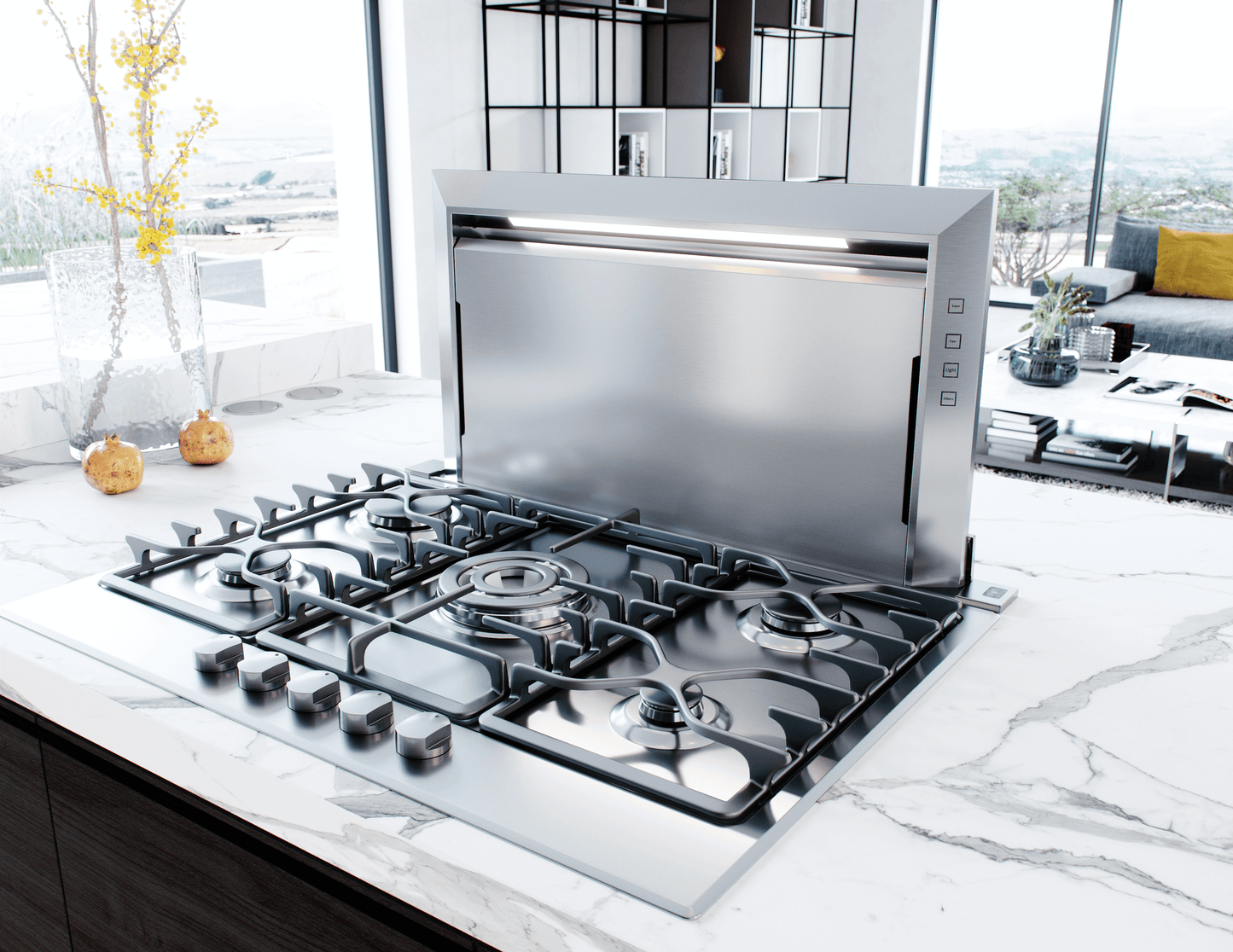 ZEPHYR DLIE36ASX Lift Downdraft, 18" rise, 36" width in Stainless Steel - DLIE36ASX