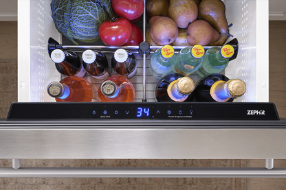 ZEPHYR Presrv Refrigerator Drawers, 24in Compact, SS, 1 Zone in Stainless Steel - PRRD24C1AS