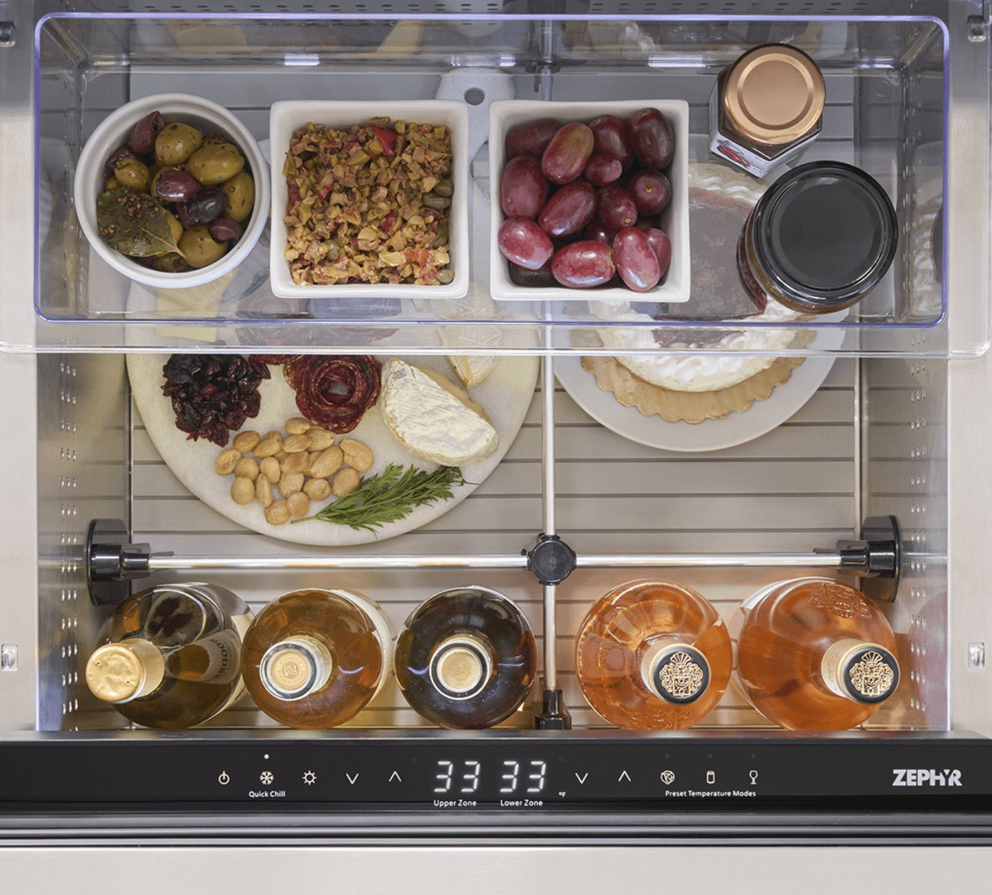 ZEPHYR Presrv Refrigerator Drawers, 24in Compact, Outdoor, SS, 2 Zone in Stainless Steel - PRRD24C2ASOD