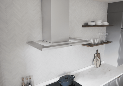 ZEPHYR Modena, Wall, 90cm, SS+Glass, LED, ACT in Stainless Steel - ZMOM90BS