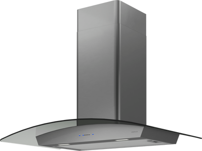 ZEPHYR Ravenna Wall, 90cm, Black SS+Gray Glass, LED Black in Stainless Steel - ZRVM90CBSGG